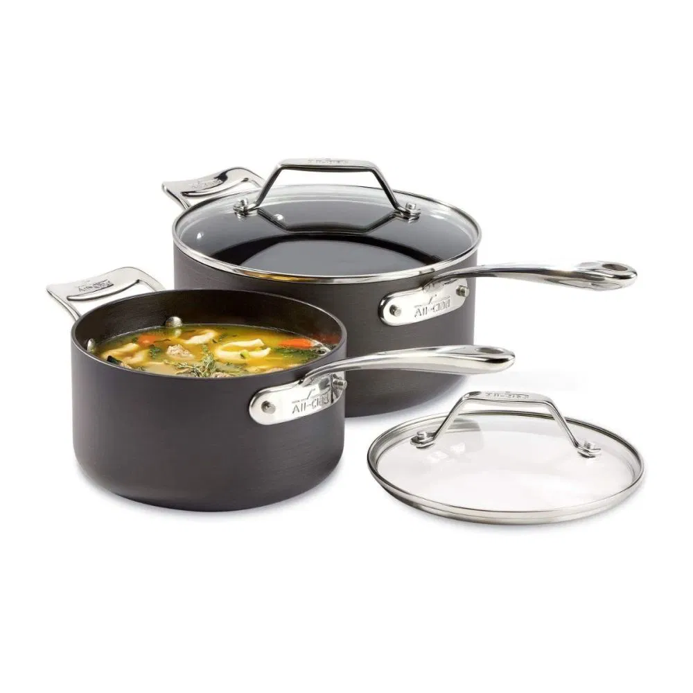 All-Clad Essentials Nonstick Hard Anodized Sauce Pan Set