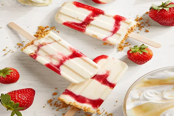 Strawberry Swirl Cheesecake Ice Pops