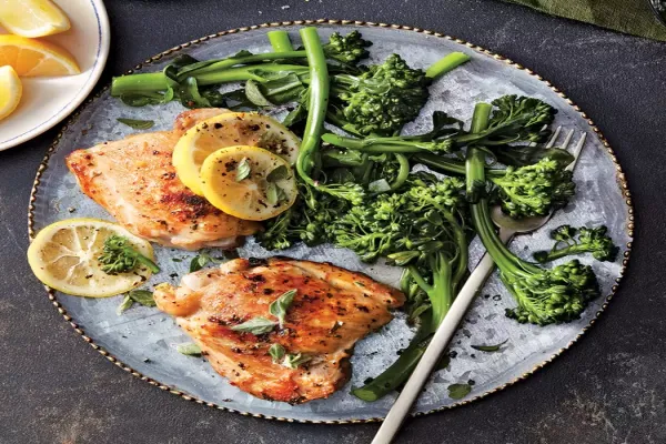 Slow Cooker Lemon Pepper Chicken Thighs with Broccolini