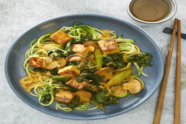 Tofu & Vegetable Curry with Zucchini Noodles