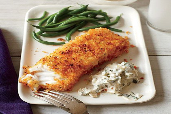 Crispy Fish with Lemon Dill Sauce