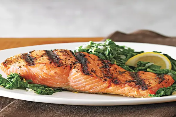 Grilled Salmon with Kale Saute