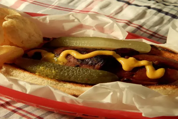 Grilled Sausages with Prunes and Bacon