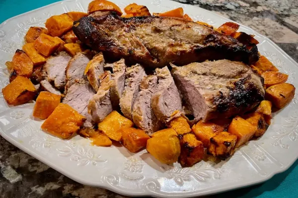 Air Fryer Pork Tenderloin with Sweet Potatoes