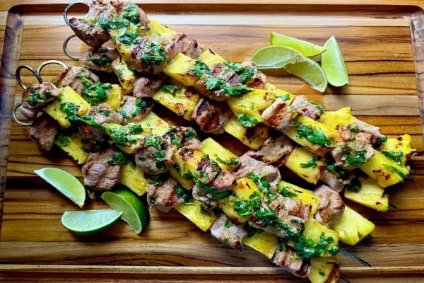 Grilled Mojo Pork and Pineapple Skewers